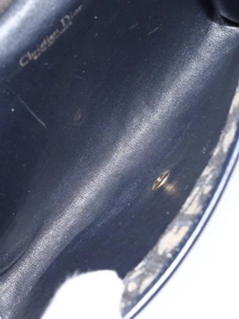 Christian Dior Trotter Canvas Chain Shoulder Bag Navy Auth 149106A - Picture 11 of 16